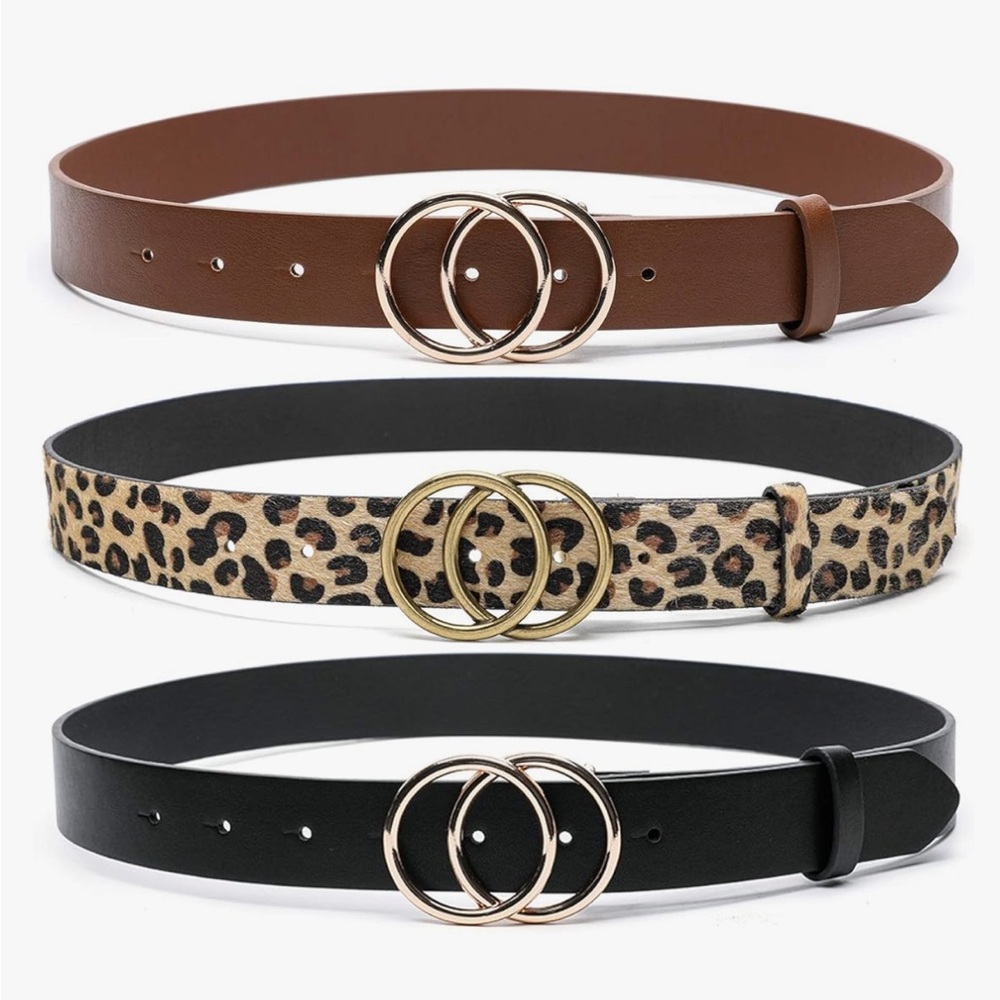 O-RING Faux Leather Belts 3-pack, *NEW* Size Large